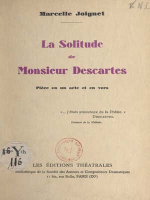 cover image of La solitude de Monsieur Descartes